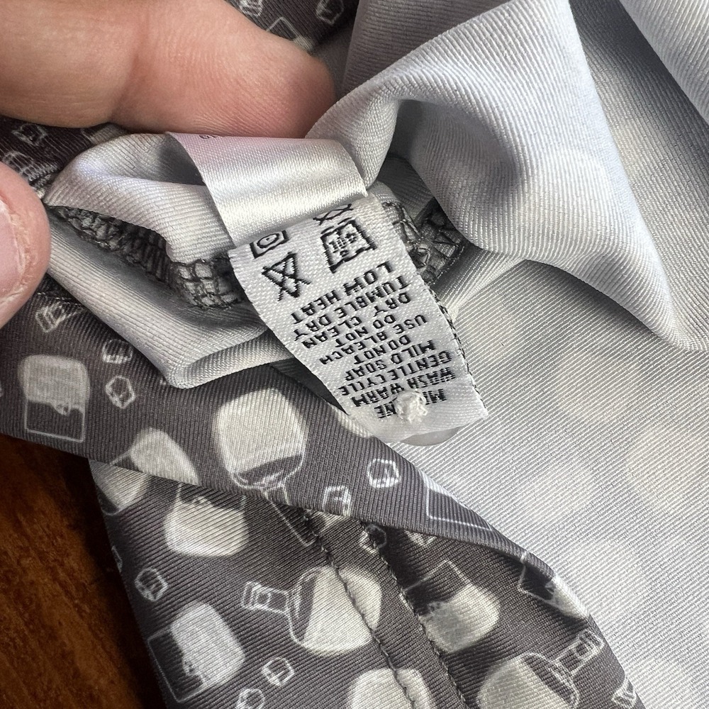 Straight Down Performance Golf Polo‎ Shirt Men's Large Gray Bourbon Bottle Print - Picture 12 of 12
